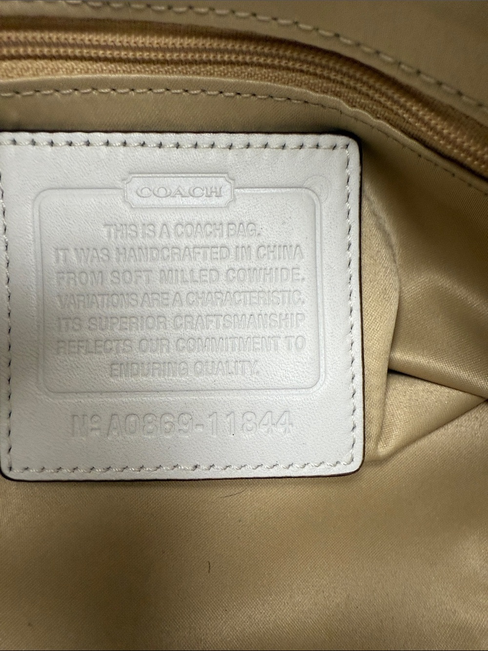 Coach SoHo Medium White Leather Shoulder Bag/Tote with Brown Trim - Picture 11 of 11